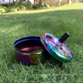 Rainbow Color Stainless Steel Ashtray Press Rotary Portable Ash Tray Metal Ashtray With Lids